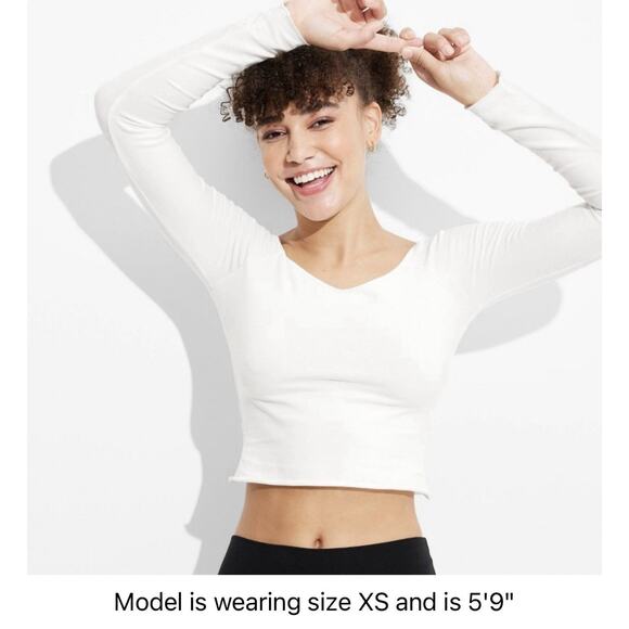 Wild Fable Women's Long Sleeve T-Shirt White, Size XXS, Cropped - Picture 1 of 4